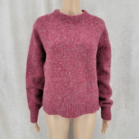 Pinnacle Vintage Wool Blend Sweater with Elbow Patches Heathered Red USA - Picture 4 of 11